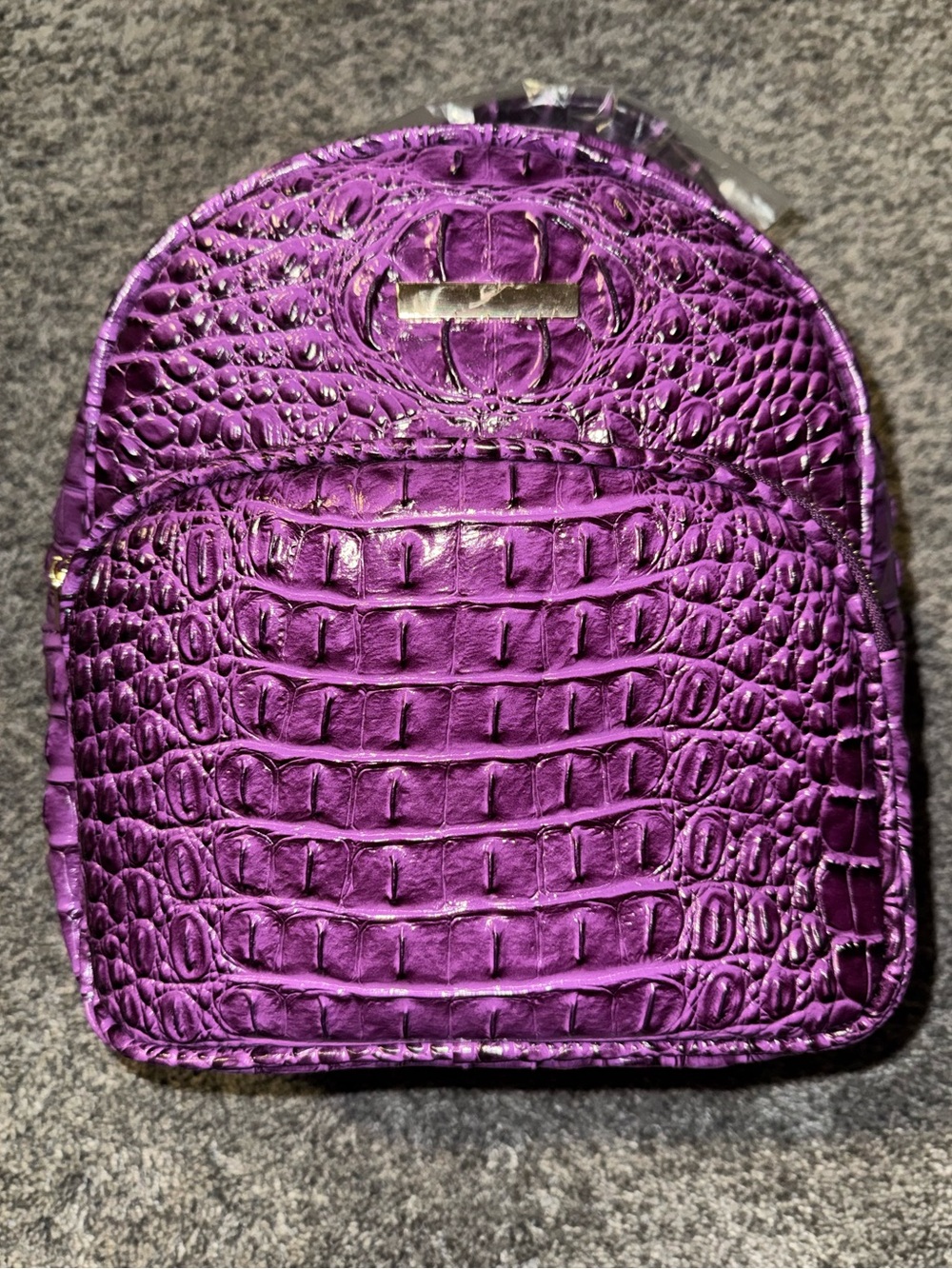 Purple Croc-Embossed Women’s Backpack